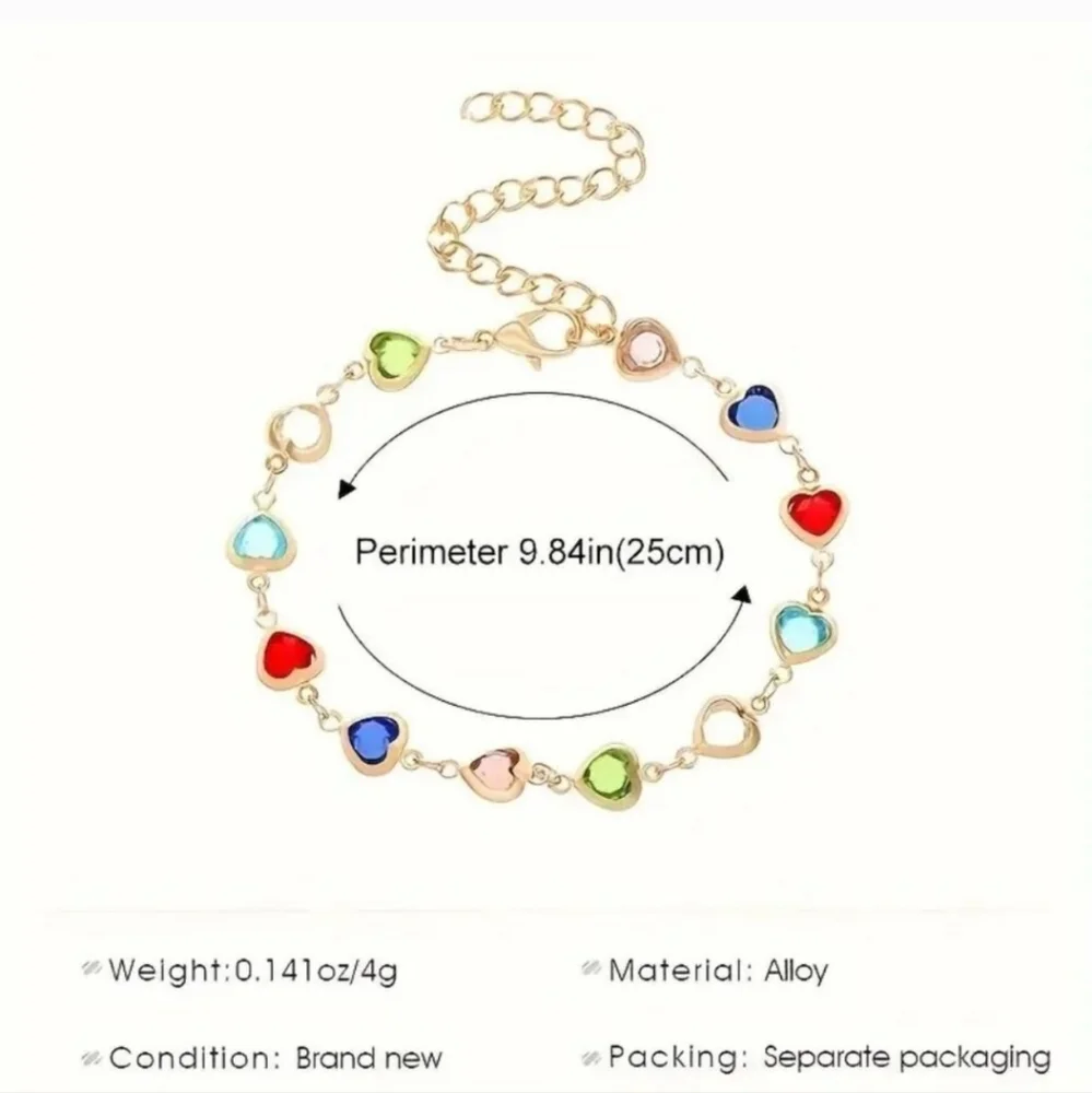Colorful 🌈🌈🌈 3D Heart Link Bracelet New - Picture 2 of 2
